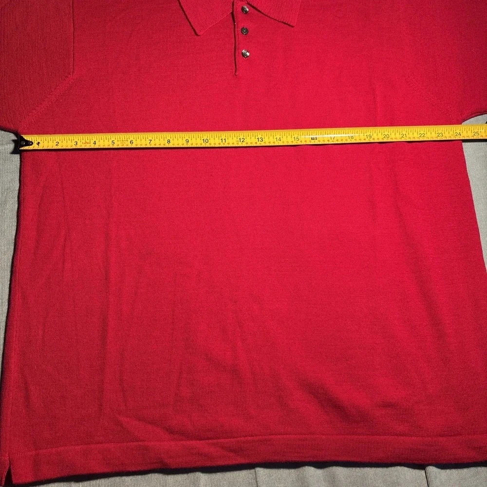 Brooks Brothers Mens XL Red 100% Merino Wool Long Sleeve Polo Sweater Knit Top